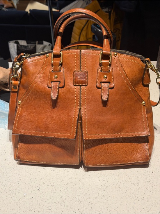 Dooney & Bourke Handbags - Dooney & Bourke Florentine Cognac Leather Structured Satchel